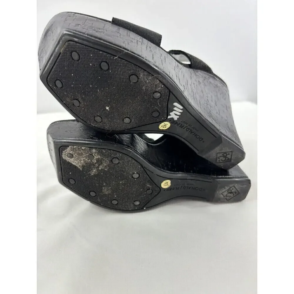 Donald J Pliner Criss Cross Platform Wedge Sandal Black 6 M